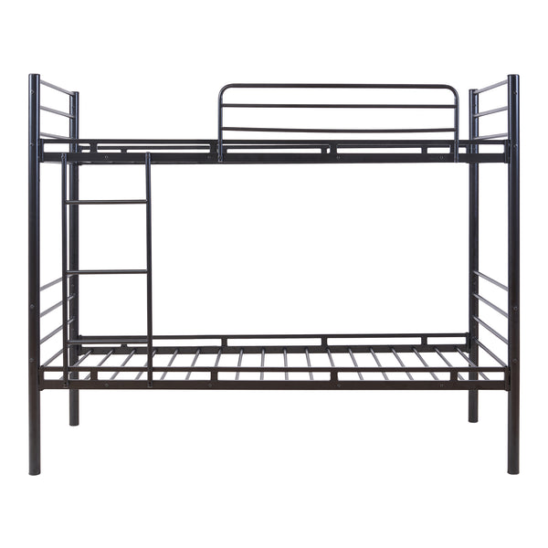 Metall-Etagenbett Bevapis mit 2 Matratzen 90x200 cm Schwarz [en.casa]