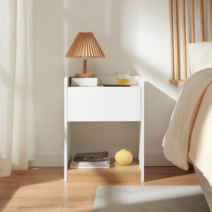 Nachttisch Kuorshare 55x42x37 cm Weiß/Eicheoptik [en.casa]