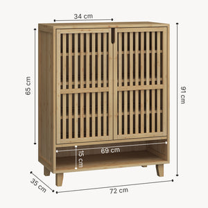 Schuhschrank Sirgerg 91x72x35 cm Bambus Natur [en.casa]