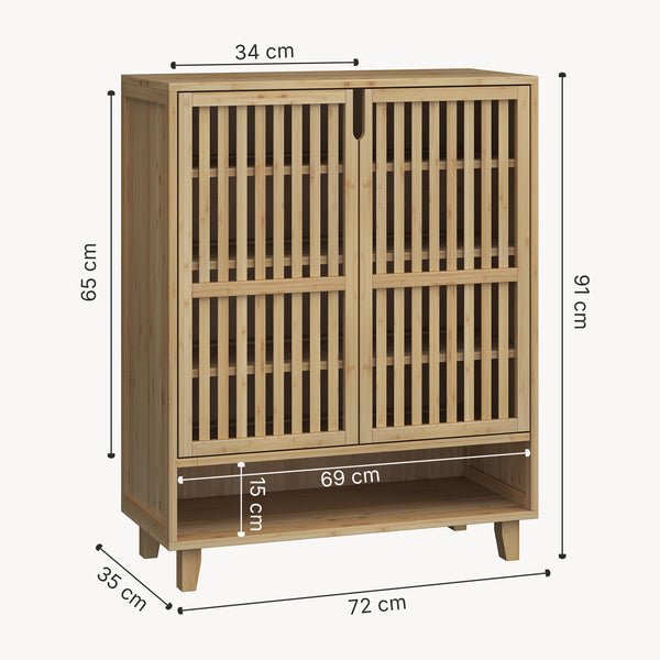 Schuhschrank Sirgerg 91x72x35 cm Bambus Natur [en.casa]