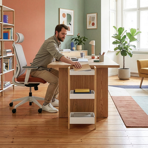 Badregal Anun mit 3 Ebenen 75x28x20 cm Bambus Natur/Weiß [en.casa]