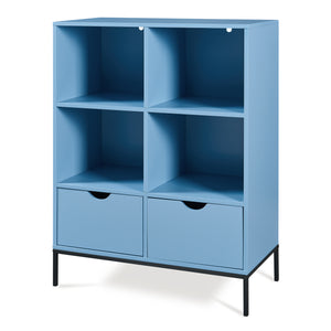 Bücherregal mit 2 Schubladen Colwyn 105x80x40 cm Blau [en.casa]