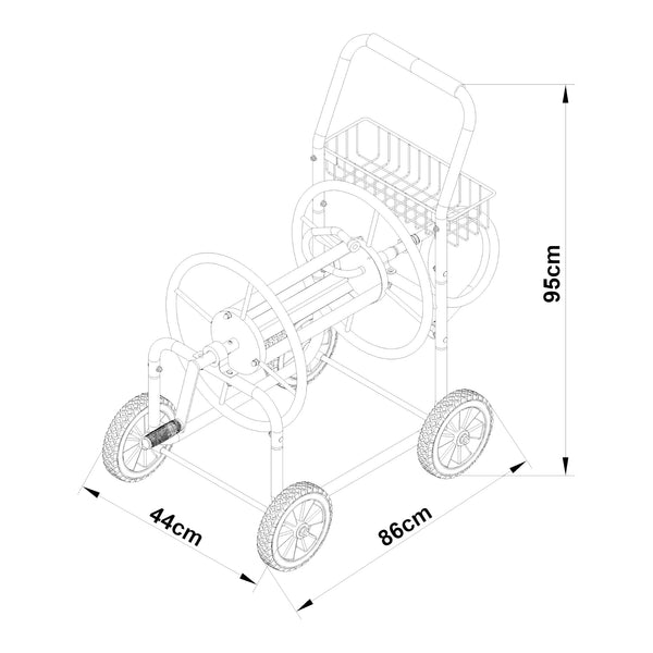 Metall Schlauchwagen für 3/4' Schlauch - bis zu 60m Schlauch - Schlauchtrommel Aufroller Gartenschlauch [pro.tec]