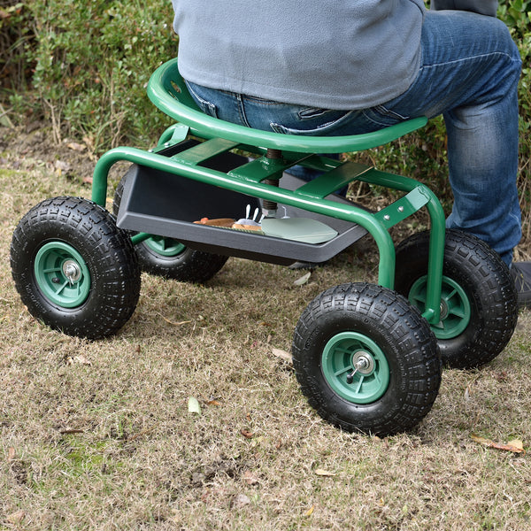 Fahrbarer Gartensitz bis 135kg Grün pro.tec