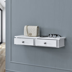 Wandregal Geeste 60x15x10 cm mit 2 Schubladen Weiß [en.casa]