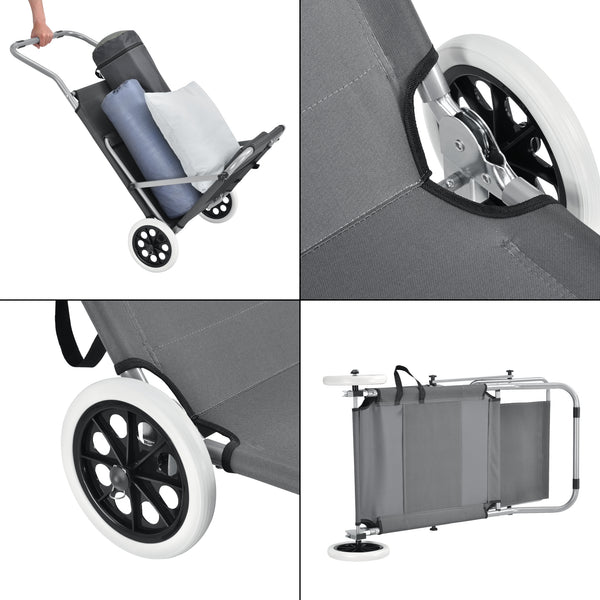 Sonnenliege Falun mit Dach und Rollen Anthrazitgrau casa.pro