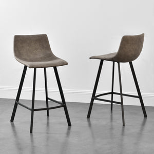 2er-Set Barhocker Edinburgh mit Metallbeinen Wildlederimitat Gepolstert Dunkelgrau en.casa