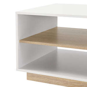 Couchtisch Trelleborg 100x60x46 cm mit 2 Ablagen Weiß/Eiche en.casa