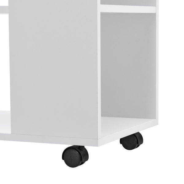 Couchtisch Älvdalen 60x70x35 cm zusätzliche Ablage u. feststellbaren Rollen Weiß en.casa