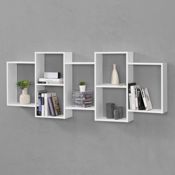 Wandregal Jessheim 161x18x65 cm Weiß en.casa