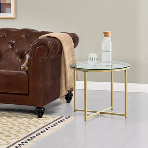 Beistelltisch Alavieska Stahlgestell 50 x 42 cm Gold en.casa