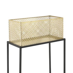 Blumenständer Anderlues 2er Set Schwarz/Messingfarben en.casa