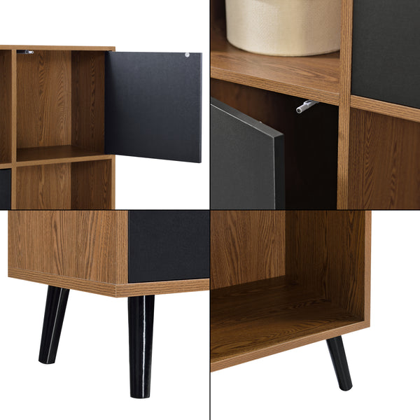 Beistellschrank Heby 93x80x30 cm Dunkler Holzton/Schwarz en.casa