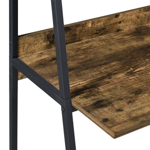 Schreibtisch Alvdal 143x105x51cm mit 2 Ablagen Schwarz Dunkler Holzton [en.casa]