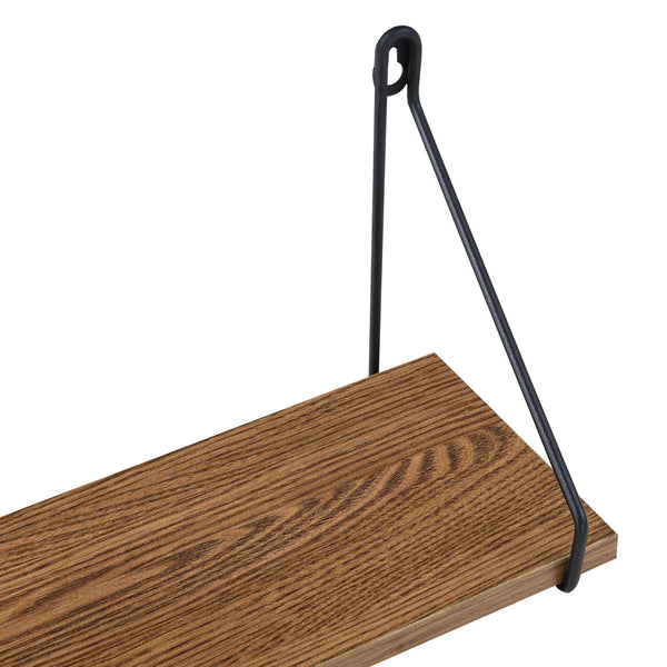 Wandregal Randers 3tlg. verschiedene Größen Dunkler Holzton en.casa