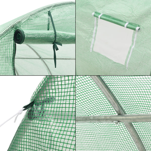 Gewächshaustunnel Dornbirn 300x300x200cm PE-Gitterfolie Grün [en.casa]