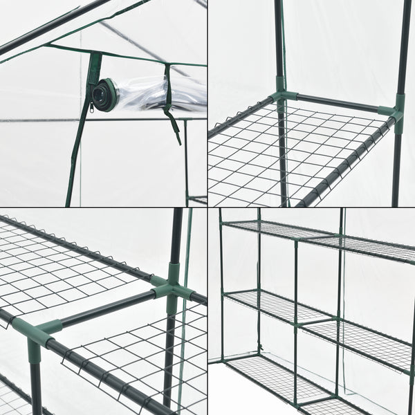Gewächshaus Grünau mit Ablagen 200x200x220cm Transparent [en.casa]