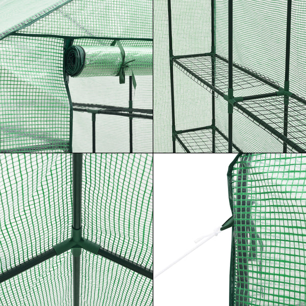 Gewächshaus Vale mit Ablagen 120x170x194cm Grün [en.casa]