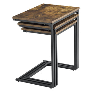 Beistelltischset Tjörn 3er Set Dunkler Holzton [en.casa]