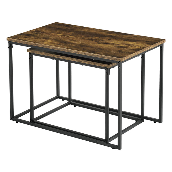 Couchtischset Härnösand 2er Set Dunkler Holzton [en.casa]