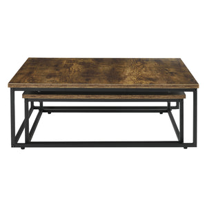 Couchtischset Haninge 2er Set rund Dunkler Holzton [en.casa]