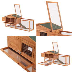 Kaninchenstall Oberursel 68x156x52cm Tannenholz [en.casa]