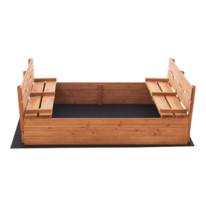 Sandkasten Campillos mit Sitzmöglichkeit 23,5x118x114 cm Holz Natur [en.casa]