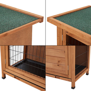 Kaninchenstall Falkenau Kleintiergehege 104x122x50cm Tannenholz [en.casa]