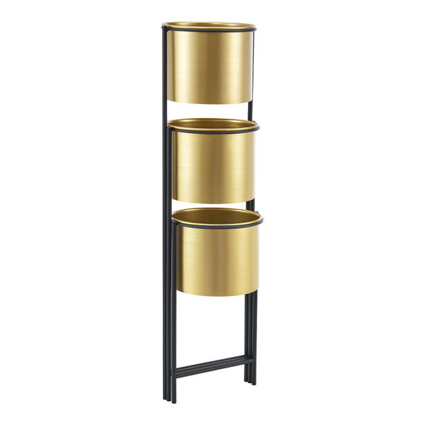 Pflanzständer Haasdonk 3-tlg. Schwarz Messingfarben [en.casa]