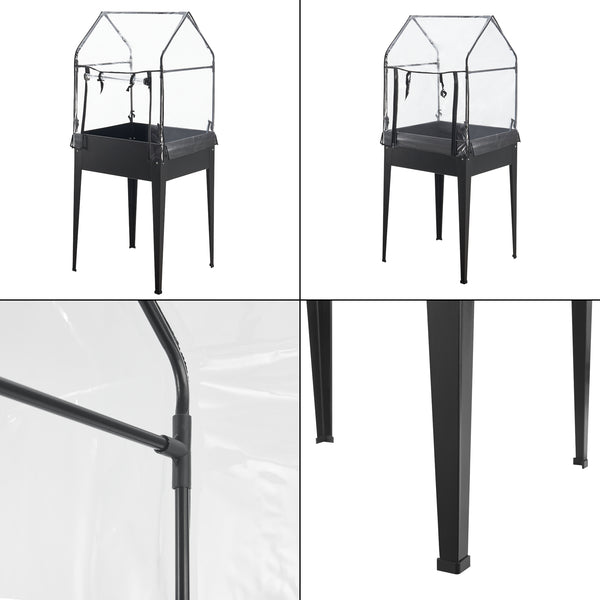 Hochbeet mit Gewächshaus Katwijk 60x60x152cm Stahl Anthrazit [en.casa]