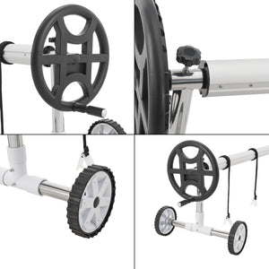 Pool Aufrollvorrichtung Amorgo mit Rädern Aluminium [en.casa]