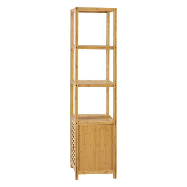 Bambusregal Liminka Badregal mit Schranktür 140x34x33cm [en.casa]