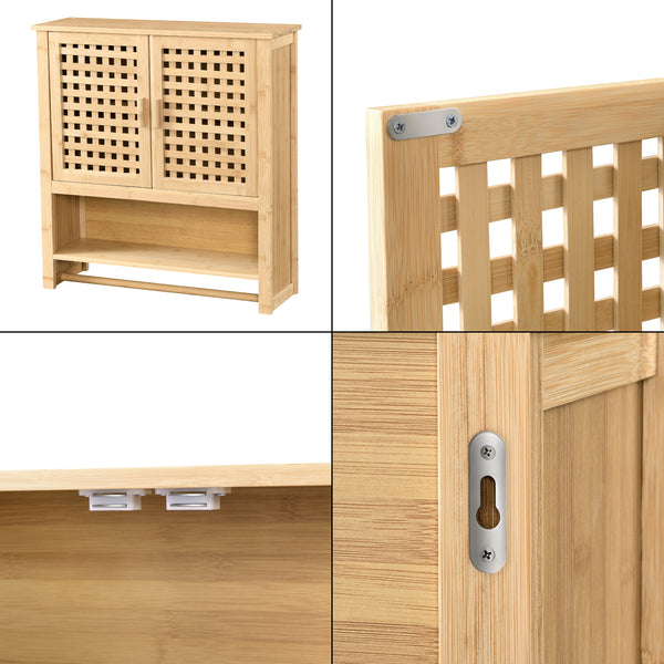 Badezimmerschrank Borlänge Hängeschrank Bambus 66 x 62 x 20 cm [en.casa]