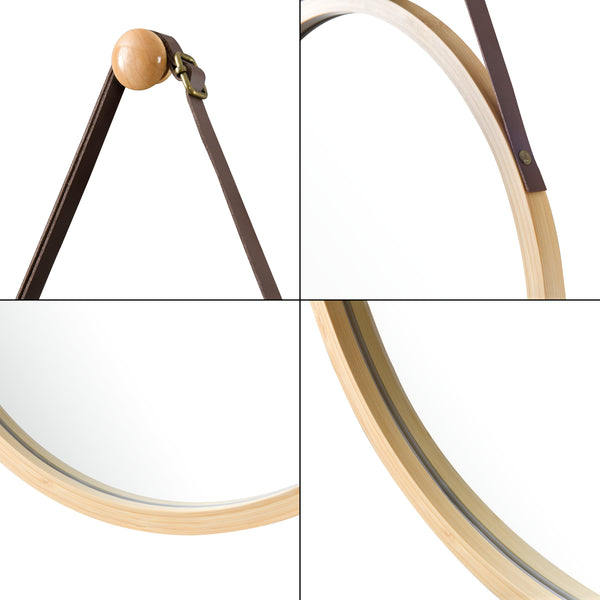 Bambus Wandspiegel Bykle rund 38 cm [en.casa]