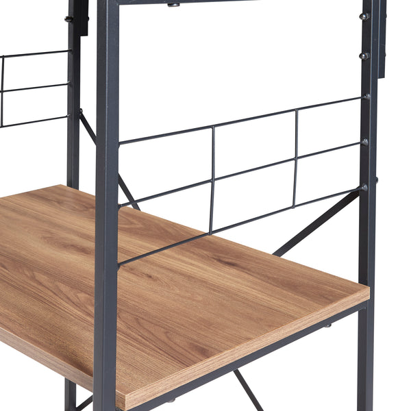 Standregal Billund mit 4 Ablageflächen 133 x 60 x 42 cm Schwarz / Walnuss-Optik [en.casa]