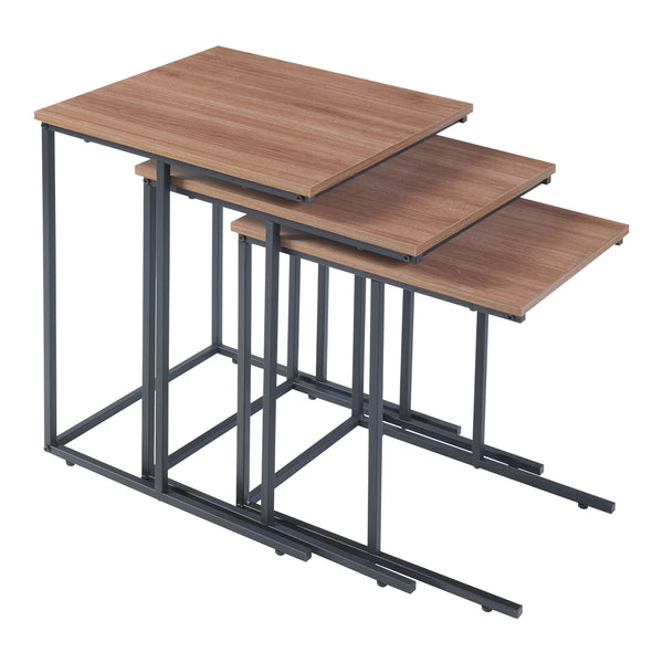 Satztisch Augustenborg im 3er Set Schwarz / Walnuss-Optik [en.casa]