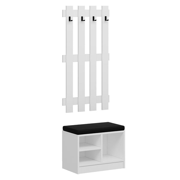 Garderobenpaneel mit Schuhbank Farum Weiß [en.casa]