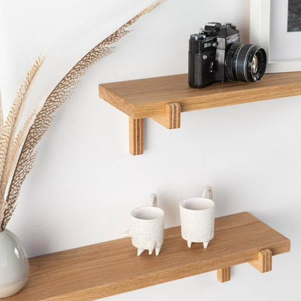 Wandregal Rødby 2er Set 55x15x12 cm Buche [en.casa]