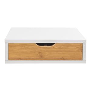 Schubladenbox Vieremä 9x30x31cm Weiß/Bambusoptik [en.casa]