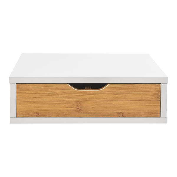 Schubladenbox Vieremä 9x30x31cm Weiß/Bambusoptik [en.casa]