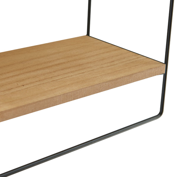 Wandregal Skovbo mit 3 Ablageflächen Schwarz/Holzfarben [en.casa]