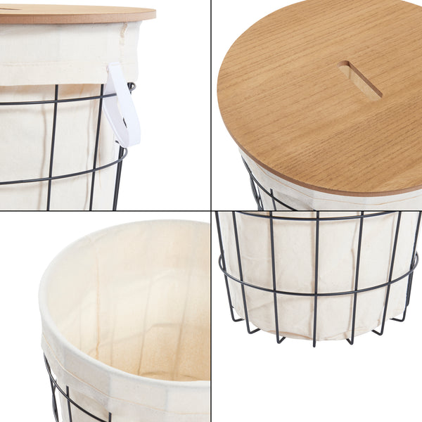 Wäschekorb Skive mit Wäschesack 40 L Metall Schwarz [en.casa]