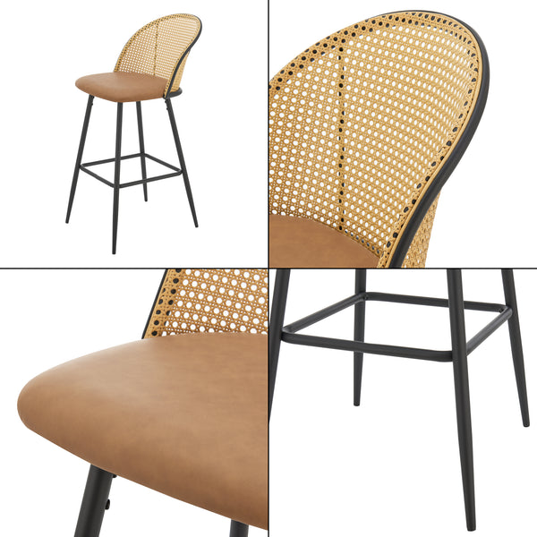 Barhocker Gausdal 2er Set Braun / Schwarz [en.casa]