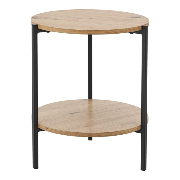 Beistelltisch Kuopio 50xØ40cm Schwarz/Holzoptik [en.casa]