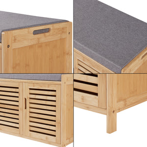 Schuhschrank Selk mit Sitzfläche Bambus [en.casa]