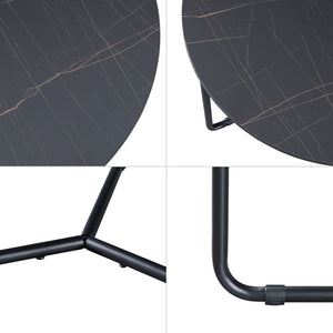 Satztisch Poxdorf 2-tlg. Marmoroptik, schwarz [en.casa]