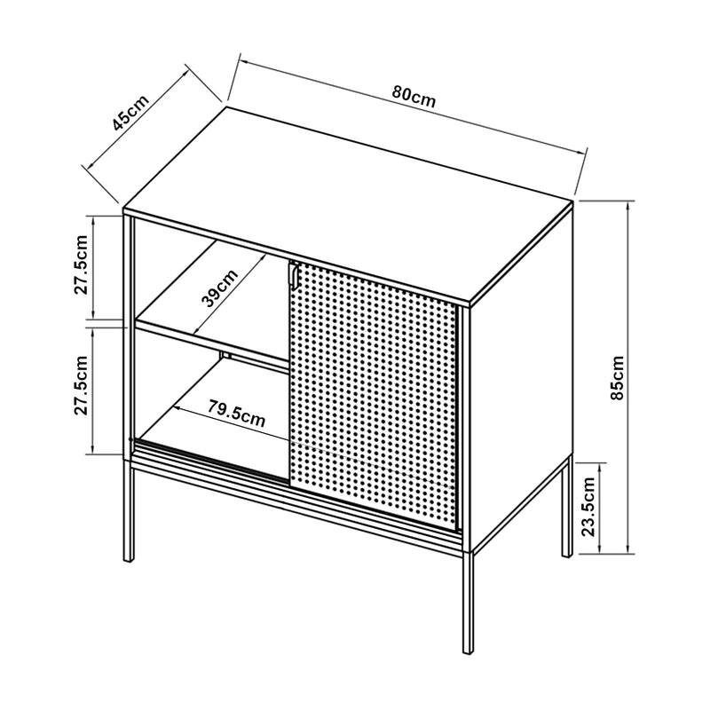 Maßskizze Sideboard Eidsvoll 80x45x85cm Grün [en.casa]