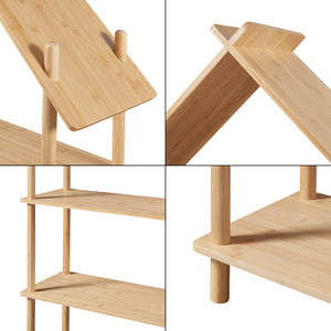 Kinderregal Hamarøy Bambus in Hausoptik 137x90x30cm [en.casa]