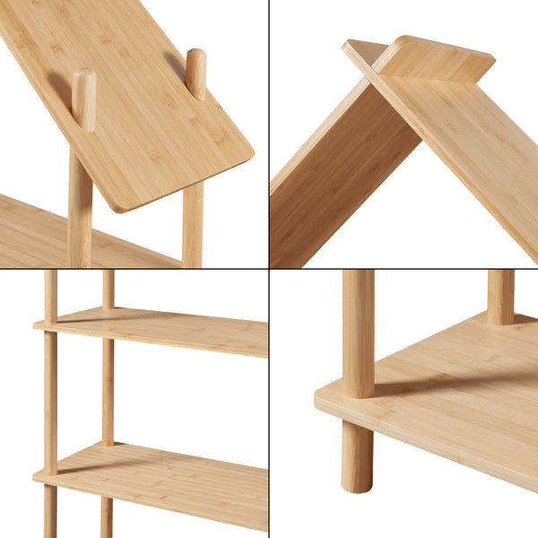 Kinderregal Hamarøy Bambus in Hausoptik 137x90x30cm [en.casa]