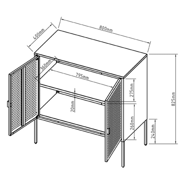 Sideboard Castelli 82,5 x 80 x 40 cm Weiß Stahl [en.casa]